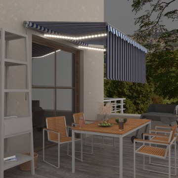 Toldo Retrátil Manual com Estore/led 3,5x2,5 M Azul e Branco