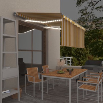 Toldo Retrátil Manual com Estore/led 3,5x2,5 M Amarelo e Branco