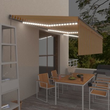 Toldo Retrátil Manual com Estore/led 6x3 M Amarelo e Branco