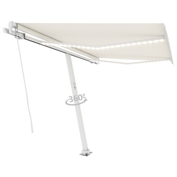 Toldo Retrátil Manual com LED 350x250 cm Cor Creme