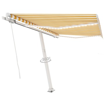 Toldo Retrátil Manual com LED 350x250 cm Amarelo e Branco