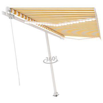 Toldo Retrátil Manual com LED 450x300 cm Amarelo e Branco