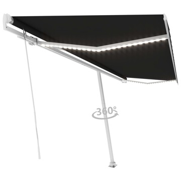 Toldo Retrátil Manual com LED 500x300 cm Antracite