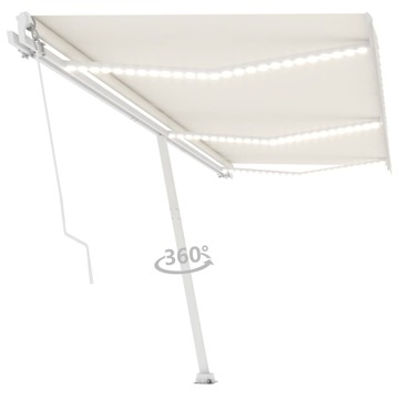 Toldo Retrátil Manual com LED 600x300 cm Cor Creme