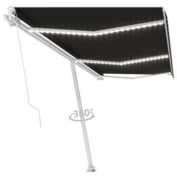 Toldo Retrátil Manual com LED 600x300 cm Antracite