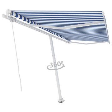 Toldo Retrátil Manual Independente 450x350 cm Azul e Branco