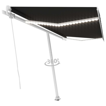 Toldo Retrátil Manual com LED 450x350 cm Antracite