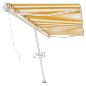 Toldo Retrátil Manual Independente 600x350 cm Amarelo e Branco