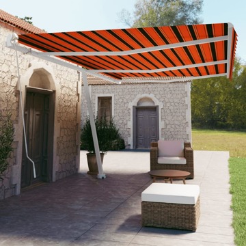 Toldo Retrátil Manual Independente 600x350cm Laranja e Castanho