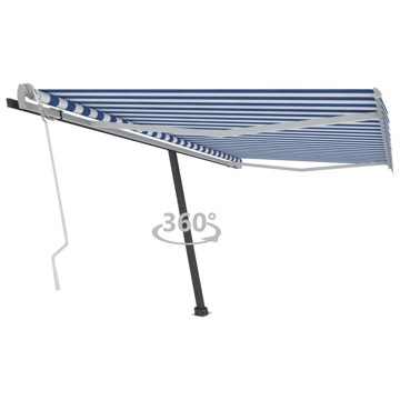 Toldo Retrátil Manual Independente 450x350 cm Azul e Branco