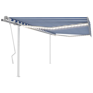 Toldo Retrátil Manual com Luzes LED 4,5x3 M Azul e Branco