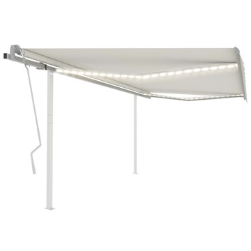 Toldo Retrátil Manual com Luzes LED 4,5x3 M Cor Creme