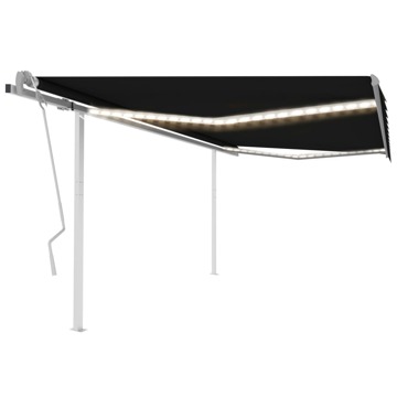 Toldo Retrátil Manual com Luzes LED 4,5x3 M Antracite