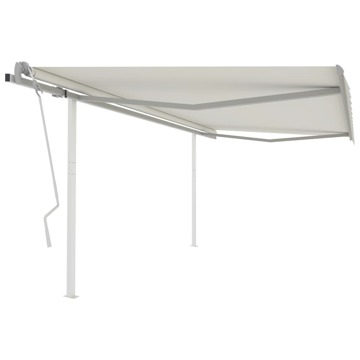 Toldo Retrátil Manual com Postes 4,5x3,5 M Cor Creme