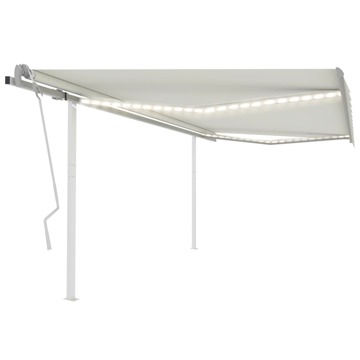 Toldo Retrátil Manual com Luzes LED 4,5x3,5 M Cor Creme