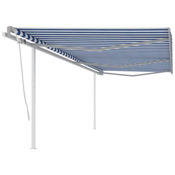 Toldo Retrátil Manual com Postes 6x3,5 M Azul e Branco