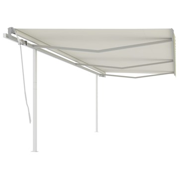 Toldo Retrátil Manual com Postes 6x3,5 M Cor Creme