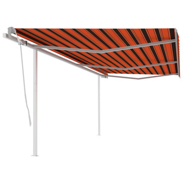 Toldo Retrátil Manual com Postes 6x3,5 M Laranja e Castanho