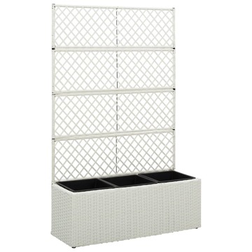 Floreira com Treliça e 3 Vasos 83x30x130 cm Vime Pe Branco