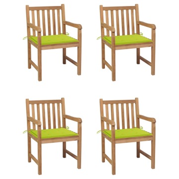 Cadeiras Jardim C/ Almofadões Verde Brilhante 4 pcs Teca Maciça