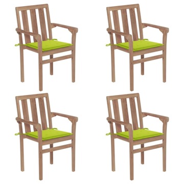 Cadeiras de Jardim Empilháveis C/ Almofadões 4 pcs Teca Maciça