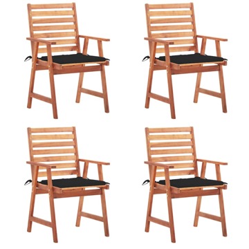 Cadeiras de Jantar P/ Jardim 4 pcs C/ Almofadões Acácia Maciça