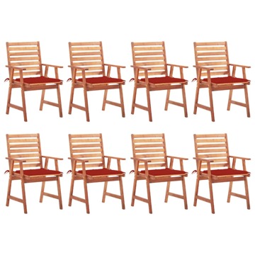 Cadeiras de Jantar P/ Jardim 8 pcs C/ Almofadões Acácia Maciça