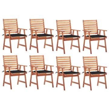 Cadeiras de Jantar P/ Jardim 8 pcs C/ Almofadões Acácia Maciça