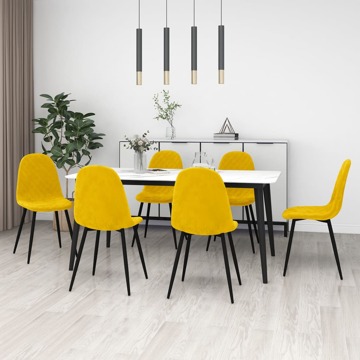 Cadeiras de Jantar 6 pcs Veludo Amarelo Mostarda