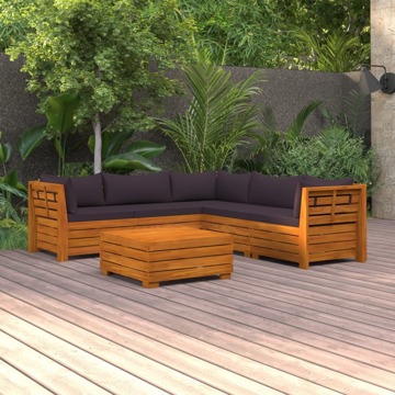 Conjunto Lounge de Jardim C/ Almofadões Acácia Maciça 6 pcs