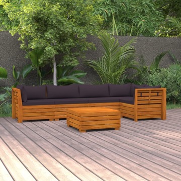 Conjunto Lounge de Jardim C/ Almofadões Acácia Maciça 6 pcs