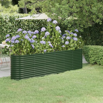 Vaso/floreira de Jardim Aço Revestido a Pó 260x40x68 cm Verde