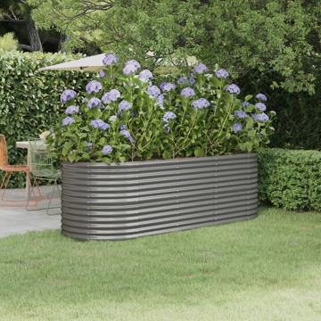 Vaso/floreira de Jardim Aço Revestido a Pó 224x80x68 cm Cinza