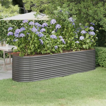 Vaso/floreira de Jardim Aço Revestido a Pó 296x80x68 cm Cinza