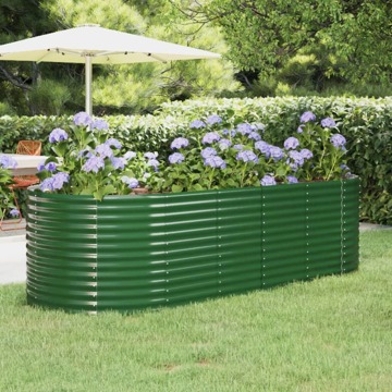 Vaso/floreira de Jardim Aço Revestido a Pó 249x100x68 cm Verde