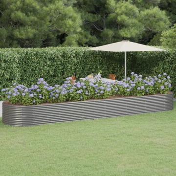 Vaso/floreira de Jardim Aço Revestido a Pó 584x140x68 cm Cinza