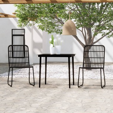 Conjunto de Jantar para Jardim Preto 3 pcs