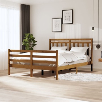 Estrutura Cama King 150x200 cm Madeira Maciça Castanho-mel