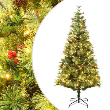 Árvore de Natal com Luzes LED e Pinhas 150 cm Pvc e Pe Verde