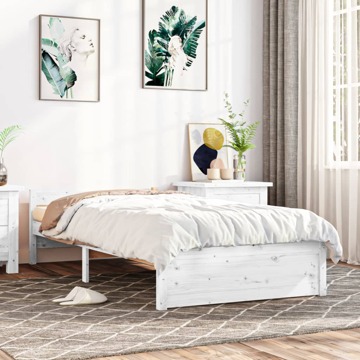 Estrutura de Cama 100x200 cm Madeira Maciça Branco