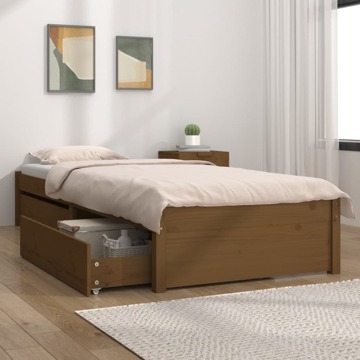 Estrutura de Cama C/ Gavetas 90x190 cm Castanho Mel