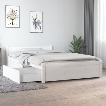 Estrutura de Cama C/ Gavetas 120x190 cm Pequena Casal Branco