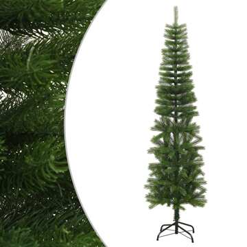 Árvore de Natal Artificial Fina com Suporte Pe 210 cm