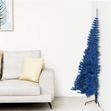 Meia árvore de Natal Artificial com Suporte 210 cm Pvc Azul