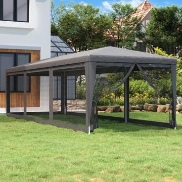 Tenda Festas C/ 8 Paredes Laterais em Rede 3x9 M Pead Antracite