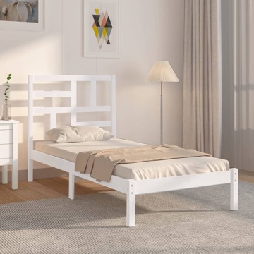 Estrutura Cama Pequena Solteiro 75x190 cm Madeira Maciço Branco