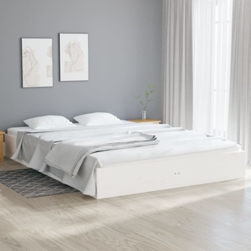 Estrutura de Cama 160x200 cm Madeira Maciça Branco