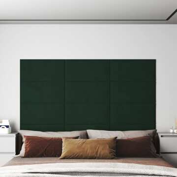 Painel de Parede 12 pcs 60x30 cm Veludo 2,16 M² Verde-escuro