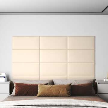 Painel de Parede 12 pcs 60x30 cm Veludo 2,16 M² Creme