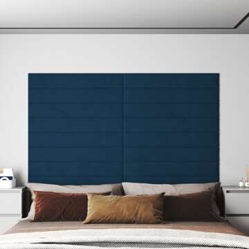 Painel de Parede 12 pcs 90x15 cm Veludo 1,62 M² Azul